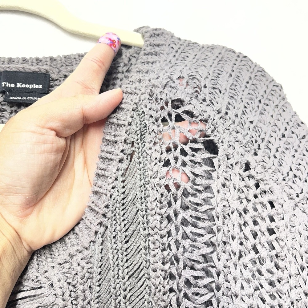 The Kooples Open‎ Knit Sweater Womens Medium Gray - Picture 4 of 13
